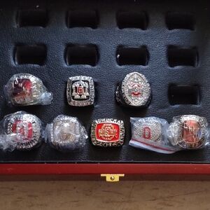Ohio State Championship Rings -8 Red and Silver Plated
